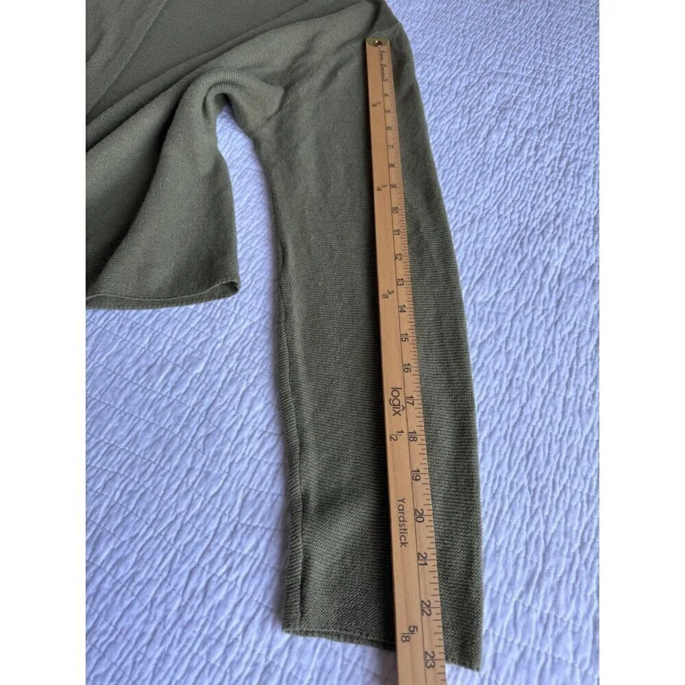J.Jill Linen Open Front Long Sleeve Cardigan Shrug Linen Cotton SZ M Olive Green